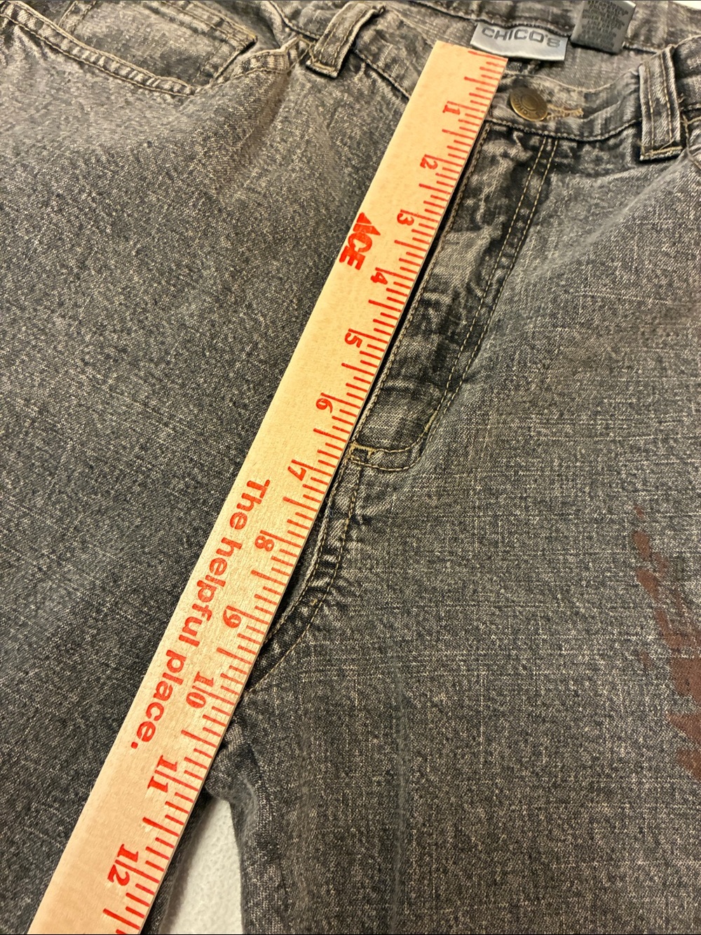 Chico's Gray Flare Jeans with Paisley Embroidery - Picture 8 of 15